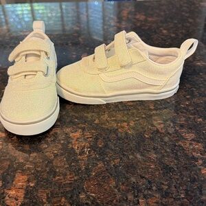 White Sparkle Glitter Vans Sneakers Size 10 NWT